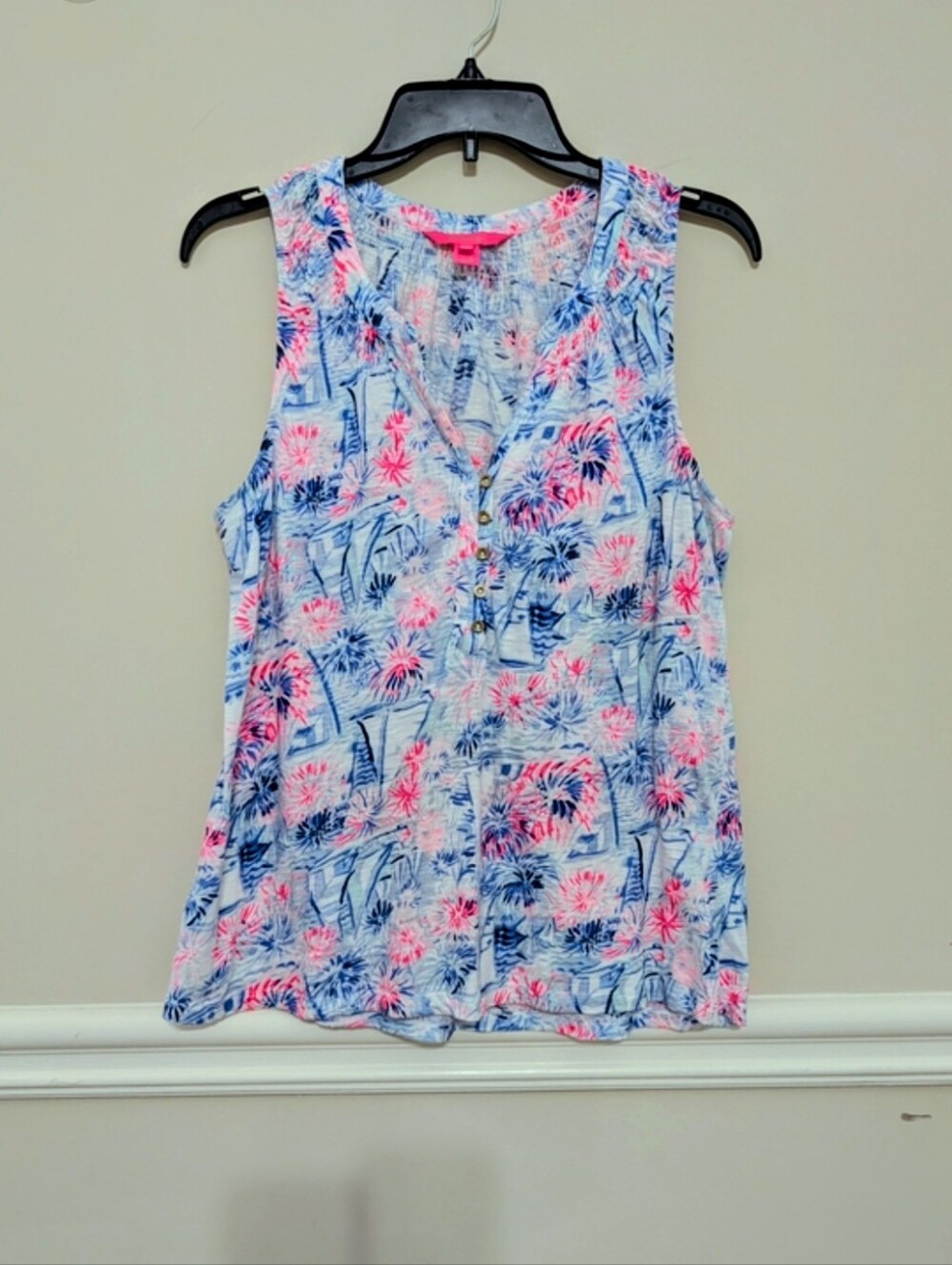 Lilly Pulitzer Pink & Blue Floral Button-Front Camisole
